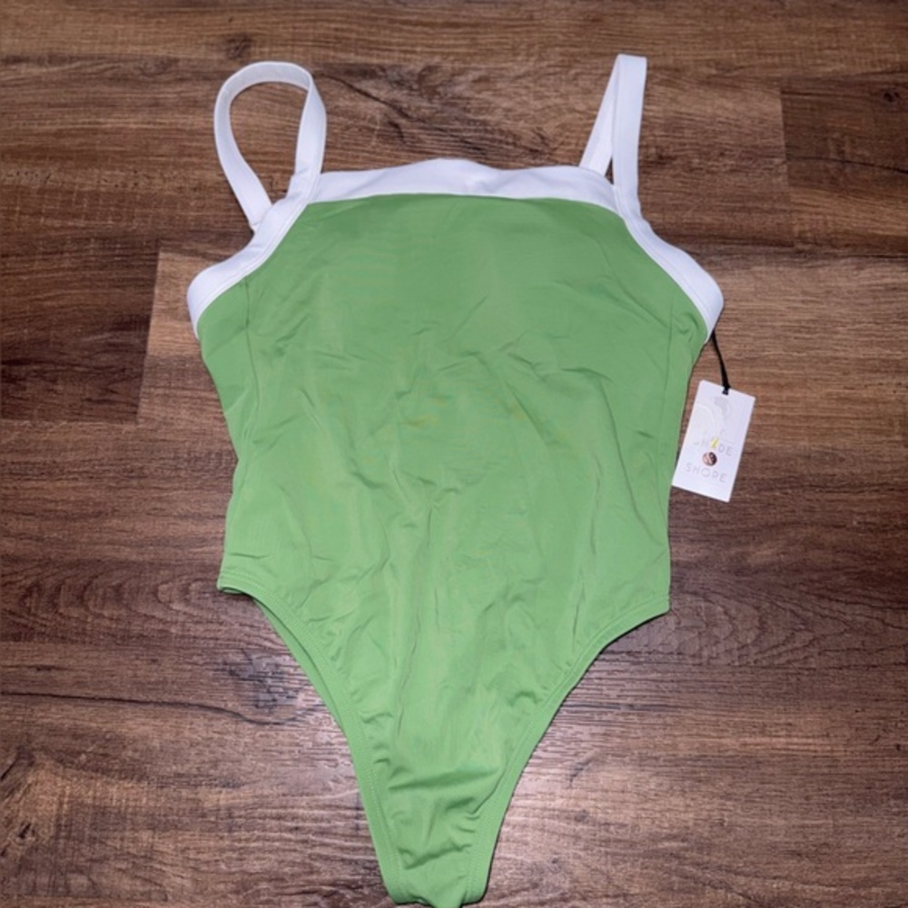 NWT Target  Shade & Shore High Leg Olive One Piece Swimsuit